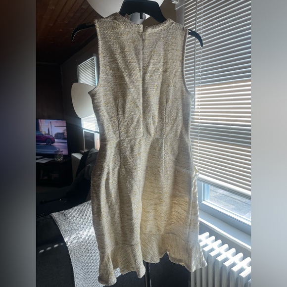 LOFT Dress Tweed Flounce Pocket Gold Button Sailor Knit Textured - Picture 3 of 4